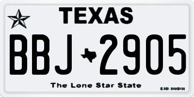 TX license plate BBJ2905