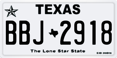 TX license plate BBJ2918