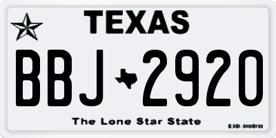 TX license plate BBJ2920