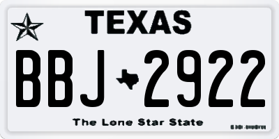 TX license plate BBJ2922