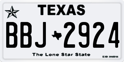 TX license plate BBJ2924