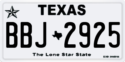 TX license plate BBJ2925