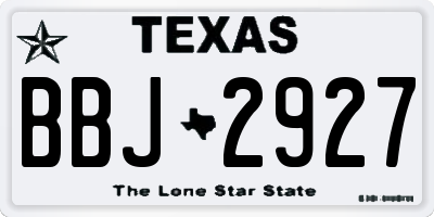TX license plate BBJ2927