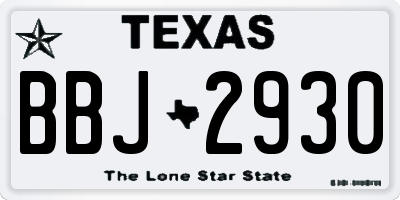 TX license plate BBJ2930