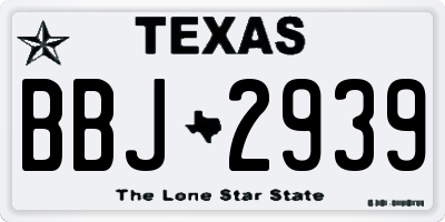 TX license plate BBJ2939