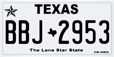 TX license plate BBJ2953