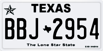 TX license plate BBJ2954