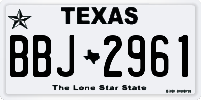 TX license plate BBJ2961