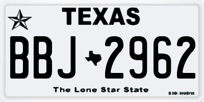 TX license plate BBJ2962