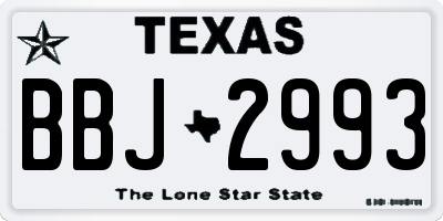 TX license plate BBJ2993