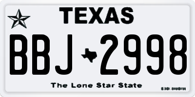 TX license plate BBJ2998
