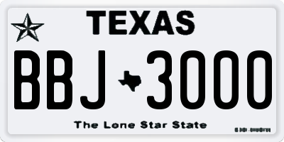 TX license plate BBJ3000
