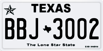 TX license plate BBJ3002