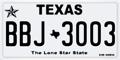 TX license plate BBJ3003