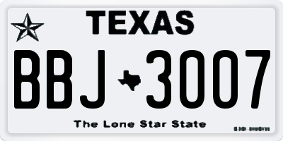 TX license plate BBJ3007