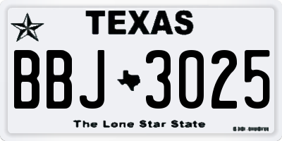 TX license plate BBJ3025
