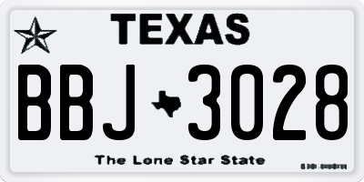 TX license plate BBJ3028