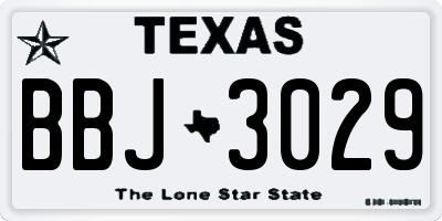 TX license plate BBJ3029
