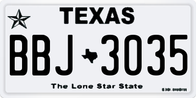 TX license plate BBJ3035