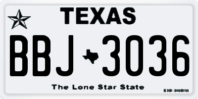 TX license plate BBJ3036