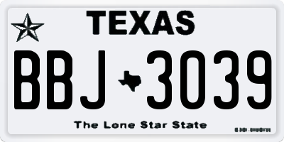 TX license plate BBJ3039