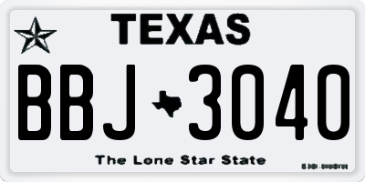 TX license plate BBJ3040