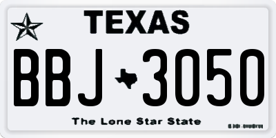 TX license plate BBJ3050