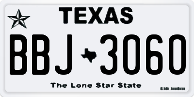 TX license plate BBJ3060