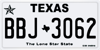 TX license plate BBJ3062