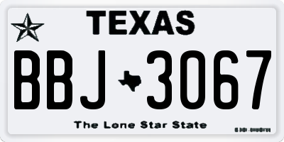 TX license plate BBJ3067