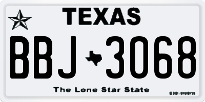 TX license plate BBJ3068