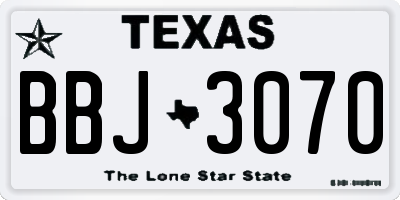TX license plate BBJ3070