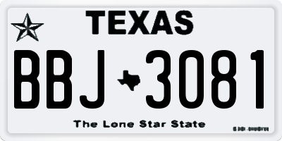 TX license plate BBJ3081