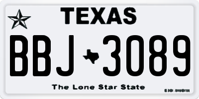 TX license plate BBJ3089