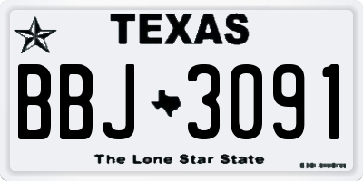 TX license plate BBJ3091