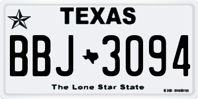 TX license plate BBJ3094