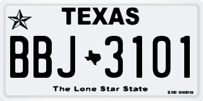 TX license plate BBJ3101