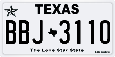 TX license plate BBJ3110