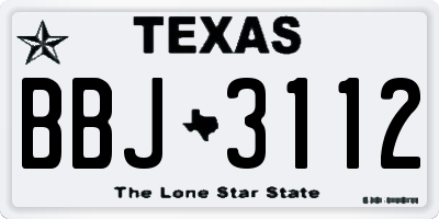 TX license plate BBJ3112