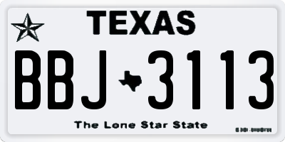 TX license plate BBJ3113