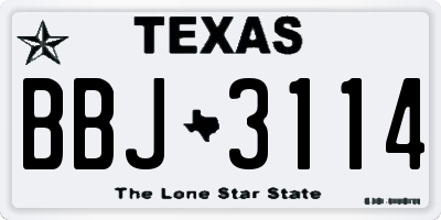 TX license plate BBJ3114