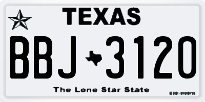 TX license plate BBJ3120