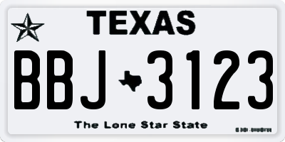 TX license plate BBJ3123