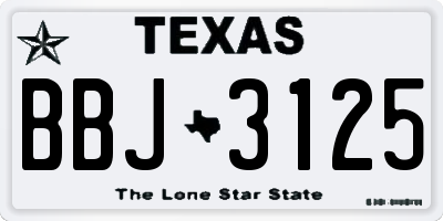 TX license plate BBJ3125