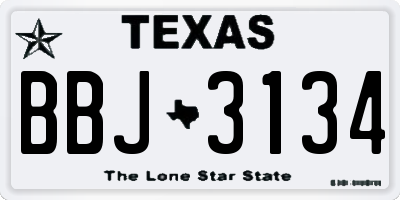 TX license plate BBJ3134