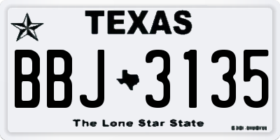 TX license plate BBJ3135
