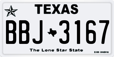 TX license plate BBJ3167