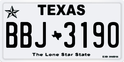 TX license plate BBJ3190