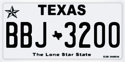 TX license plate BBJ3200