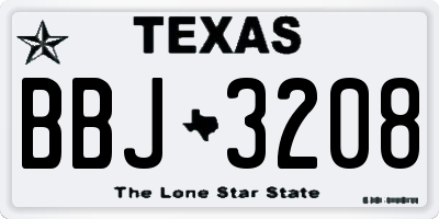 TX license plate BBJ3208